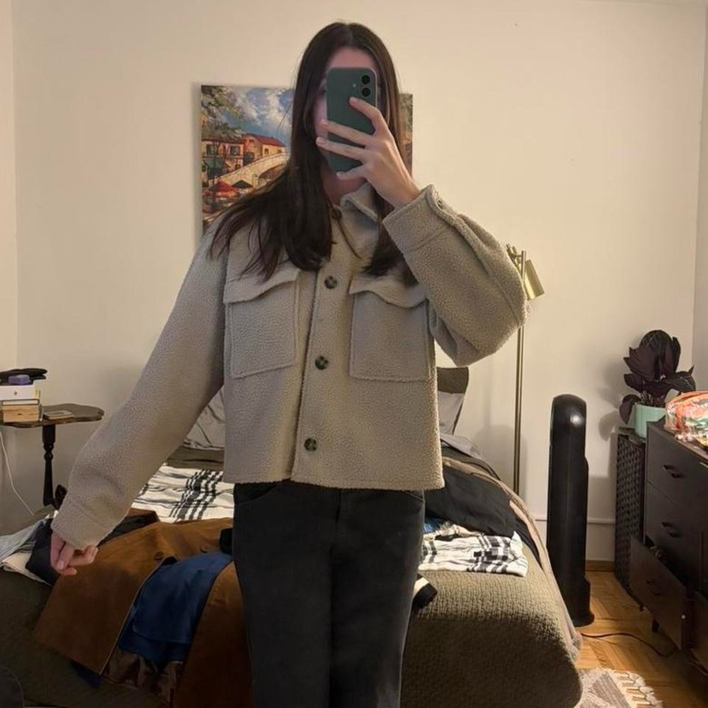 Women's Beige fuzzy Jacket